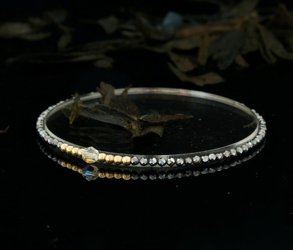 輕奢風鈦赫茲石14K包金 GF Swarovski 配珠水晶手鍊 ( Terahertz Bracelet ) 第7張的照片