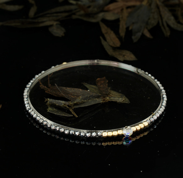 輕奢風鈦赫茲石14K包金 GF Swarovski 配珠水晶手鍊 ( Terahertz Bracelet ) 第8張的照片