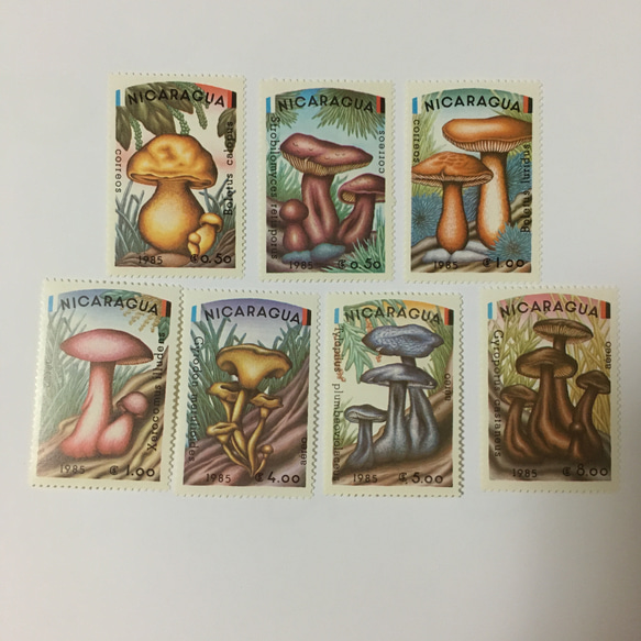ニカラグア  キノコの切手7枚セット 未使用 1枚目の画像