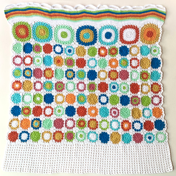 モチーフ編みのカフェカーテン　カーテン　かぎ針編み　ウォールデコ　タペストリー　編み物  BC1432205699(11000円)