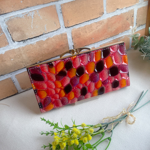 1点 てぃんくる先生 ショコラオレンジ 2018 がまぐち財布 AMgrocery 長財布 レディース がま口 本革 薄型 新生活 新作