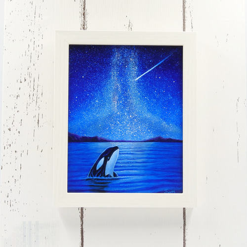 絵画 アクリル画 風景画 海 夜空 イルカ 手書き 原画 インテリア 絵画 アクリル画 風景画 海 夜空 イルカ 手書き 原画 インテリア