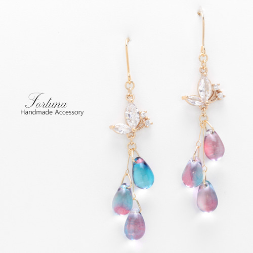 Butterfly Drops①(1139) ピアス/イヤリング/ノンホールピアス/樹脂 