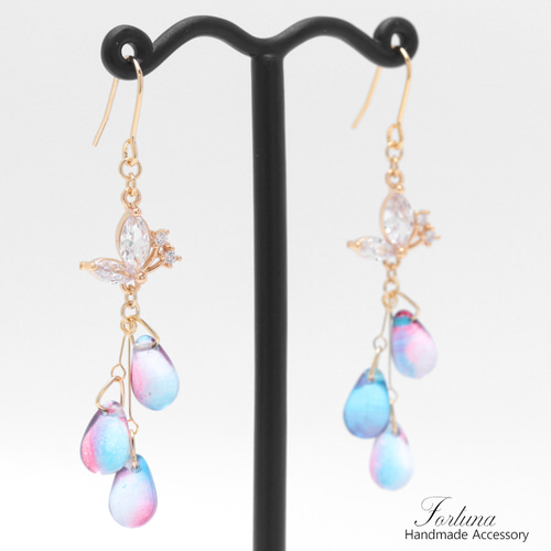 Butterfly Drops①(1139) ピアス/イヤリング/ノンホールピアス/樹脂 