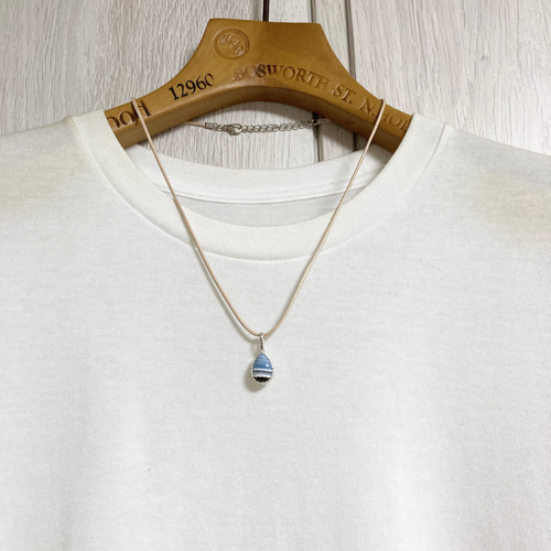 ストライプブルーオパール デザートオパール シルバー ネックレス