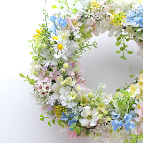 パステルカラーのリース フラワーアレンジ ギフト 花 アーティ