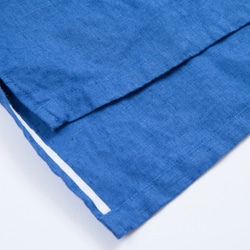 米白色/藍色 亞麻寬松罩衫 短袖棉麻上衣 第13張的照片