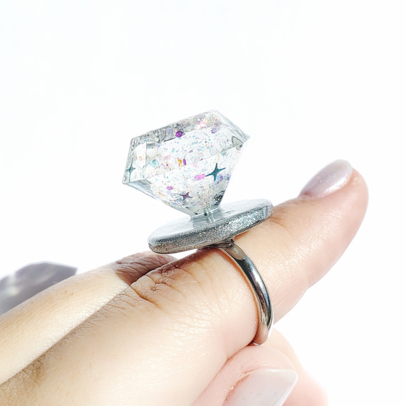 キャンディダイヤモンド リング　（しゅわしゅわクリアサイダー） リング 指輪 5枚目の画像