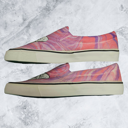 ハンドペイント 蝶々マーブル スリッポン:24cm スリッポン Hand Made  