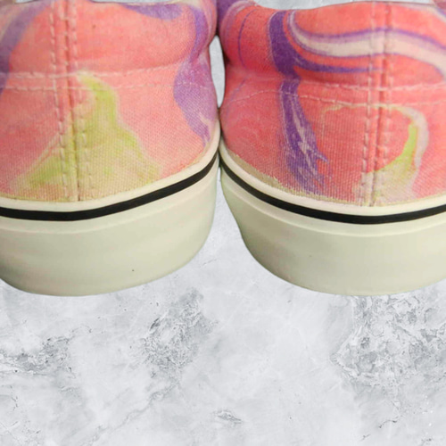 ハンドペイント 蝶々マーブル スリッポン:24cm スリッポン Hand Made  