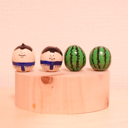 どんぐりお相撲さん・スイカセット 夏の玄関飾り・どんぐりアート 【夏