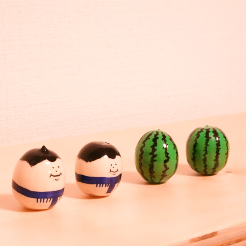 どんぐりお相撲さん・スイカセット 夏の玄関飾り・どんぐりアート 【夏