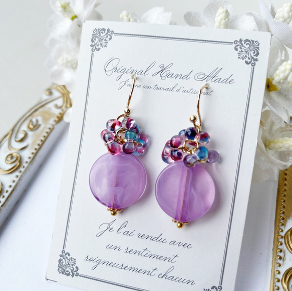 300円】チェコビーズの可愛いピアス618 ピアス（フック・チェーン） 花 