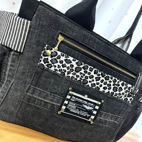 送料込み大きめデニムリメイクバッグNo.319☆トートバッグ マザーズ