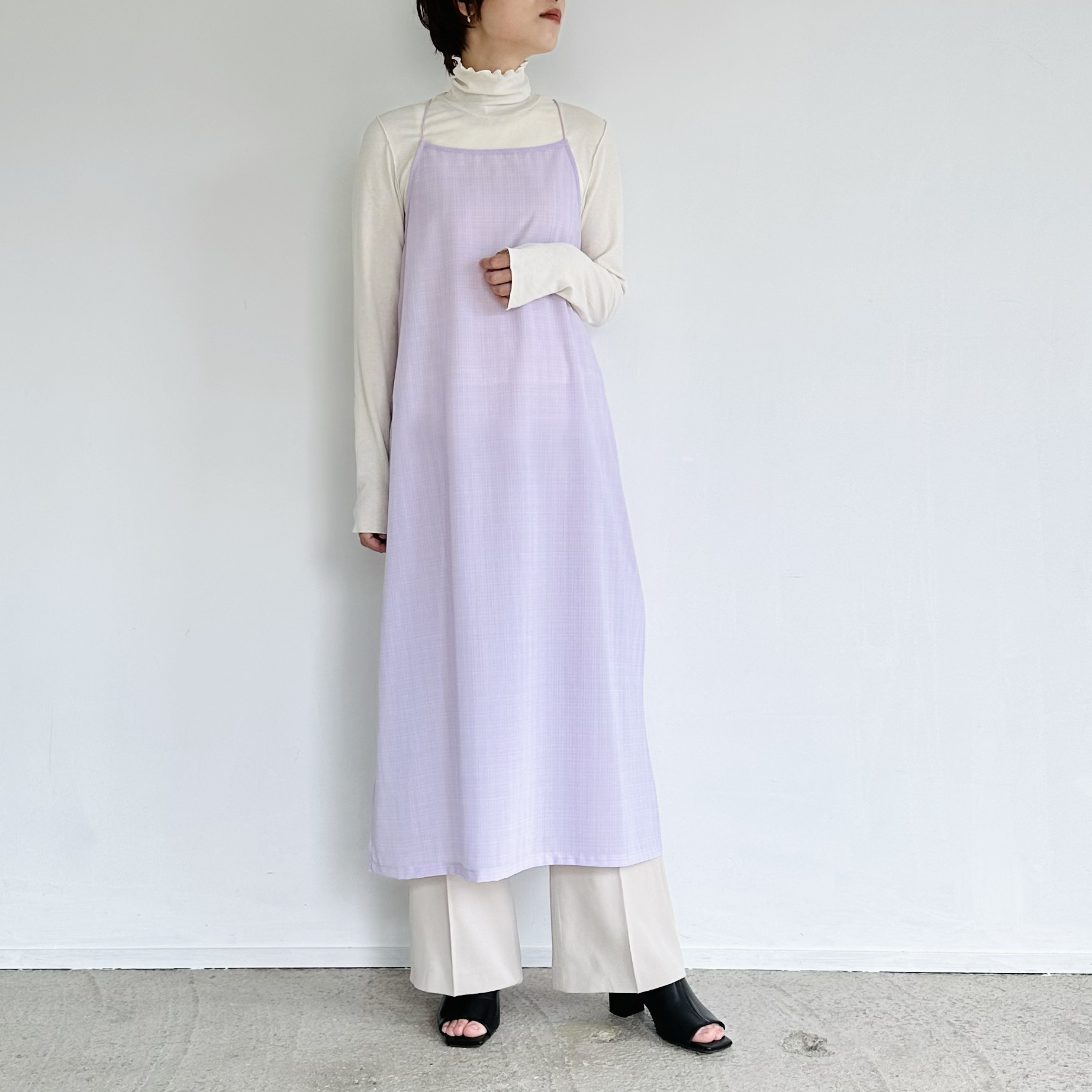nest Robe パープル リネンキャミワンピース