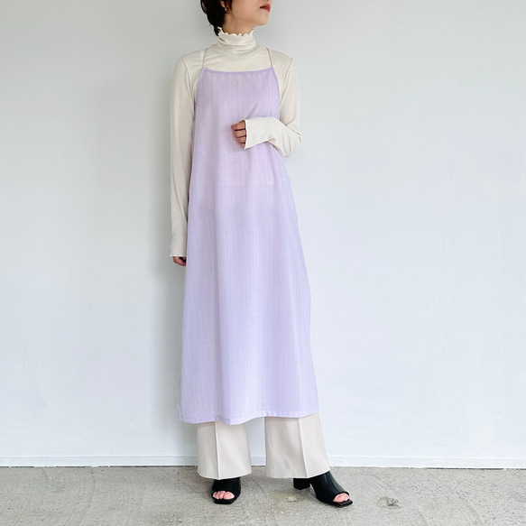 サマーウール素材ラベンダーチェックキャミワンピース ワンピース HAM