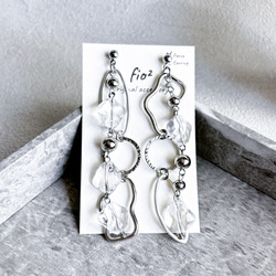 #803 再販 シルバー×クリア 氷 大ぶり ハンドメイド ピアス イヤリング 再販】シルバー クリア 氷 大ぶり アシンメトリー ハンドメイド ピアス