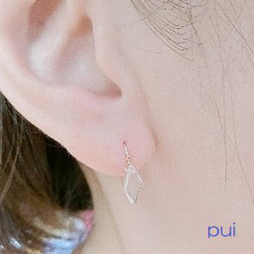 水晶のピアス ダイヤカット☆14kgfピンクゴールド ピアス（フック