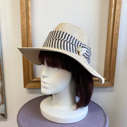 促銷價★草帽❤️ 設計絲帶草編寬邊帽子 淺米色 尺碼L（頭圍57cm） 第1張的照片