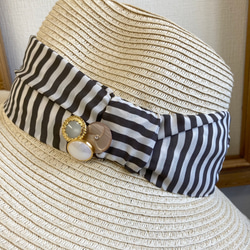 促銷價★草帽❤️ 設計絲帶草編寬邊帽子 淺米色 尺碼L（頭圍57cm） 第4張的照片