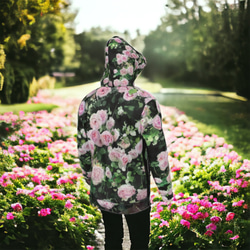 【受注生産】ガーデンに咲くピェール・ド・ロンサールユニセックスパーカー 3枚目の画像