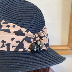 促銷價 ★ 草帽❤️ 草編寬簷折疊帽帶設計絲帶 黑色 L號（頭圍58cm） 第4張的照片