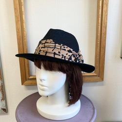 促銷價 ★ 草帽❤️ 草編寬簷折疊帽帶設計絲帶 黑色 L號（頭圍58cm） 第1張的照片
