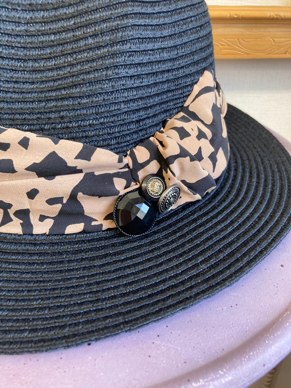 促銷價 ★ 草帽❤️ 草編寬簷折疊帽帶設計絲帶 黑色 L號（頭圍58cm） 第12張的照片