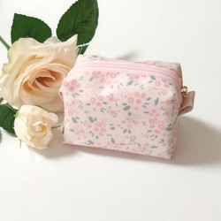 ラミネート・小さなボックス型ポーチ・ミニサイズ・ピンクの小花　＃n307 7枚目の画像