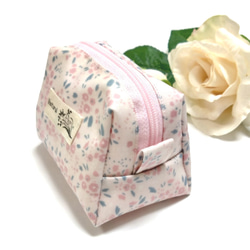 ラミネート・小さなボックス型ポーチ・ミニサイズ・ピンクの小花　＃n307 9枚目の画像