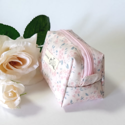 ラミネート・小さなボックス型ポーチ・ミニサイズ・ピンクの小花　＃n307 6枚目の画像