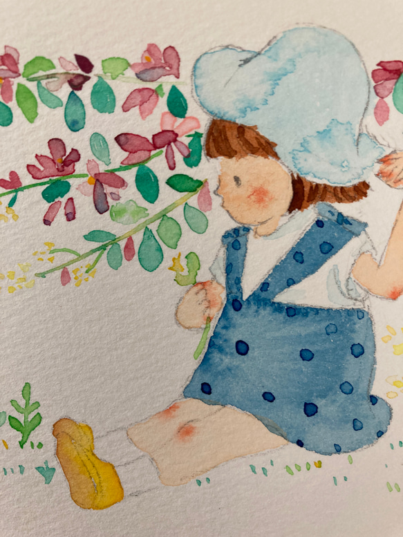 萩の花」水彩画イラスト 原画 ポストカード イラスト kohana.don