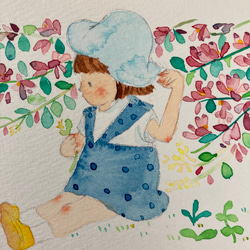 「萩の花」水彩画イラスト　原画　ポストカード 2枚目の画像