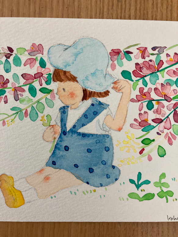 「萩の花」水彩画イラスト　原画　ポストカード 2枚目の画像