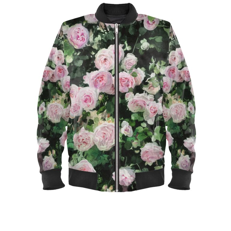 ガーデンに咲くピェール・ド・ロンサール　レディースボンバージャケット