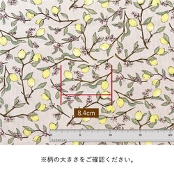 110×50花柄 生地 布 レモン ブロード オフホワイト　コットン100％ 50cm単位販売 北欧風 商用利用可 6枚目の画像