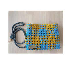 ２色の四角いショルダーバッグマスタード✖️水色shoulder bag 4枚目の画像