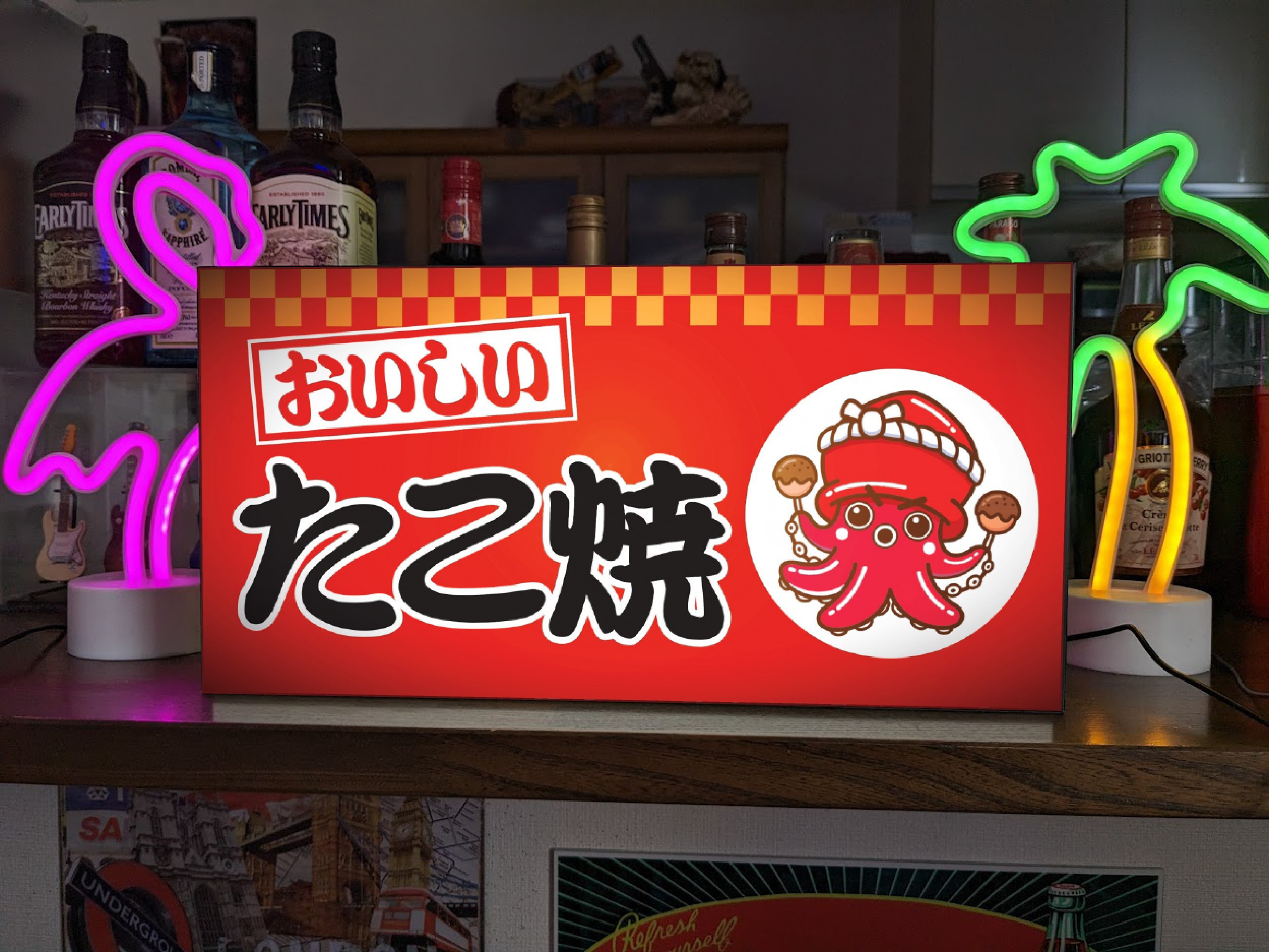 【Lサイズ】たこ焼き タコヤキ 蛸 お祭り 屋台 キッチンカー 店舗 サイン ランプ 看板 置物 雑貨 ライトBOX