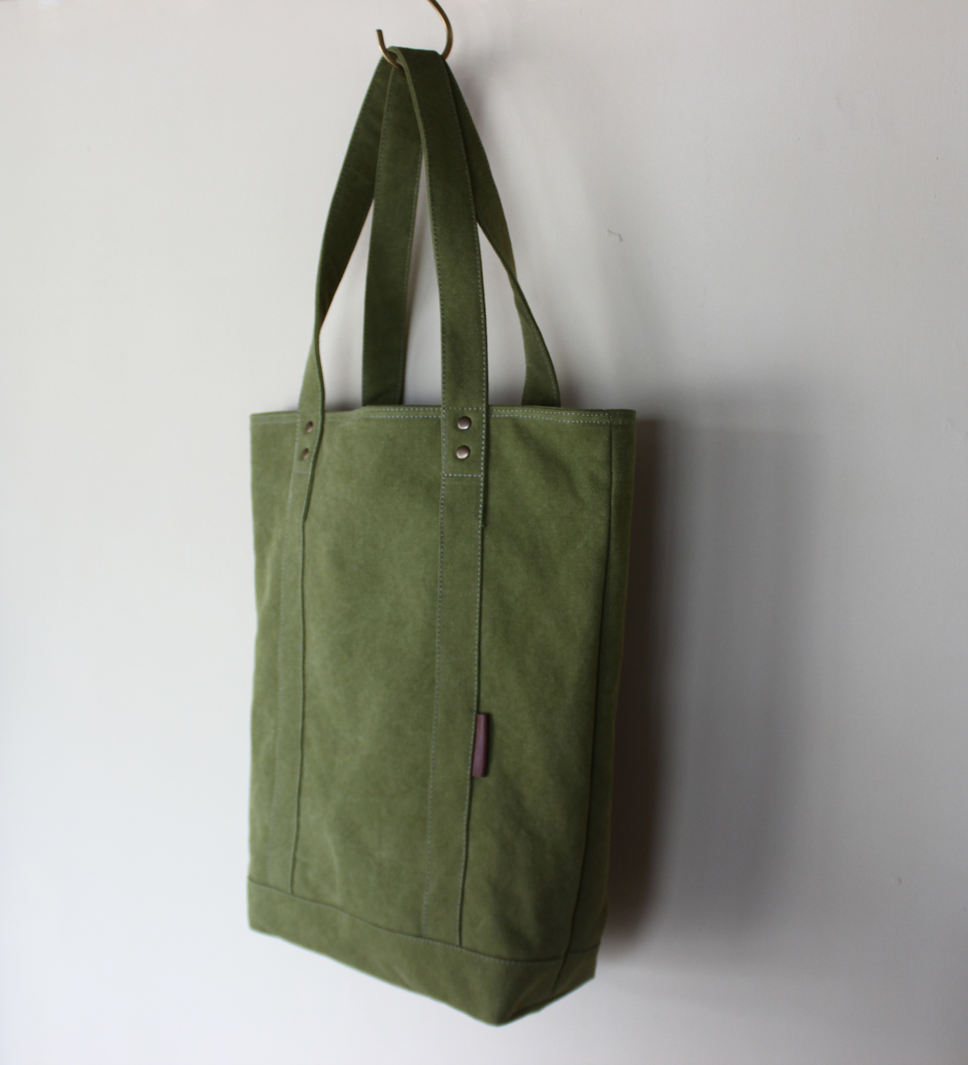 (vertical)帆布トートバッグmossgreen