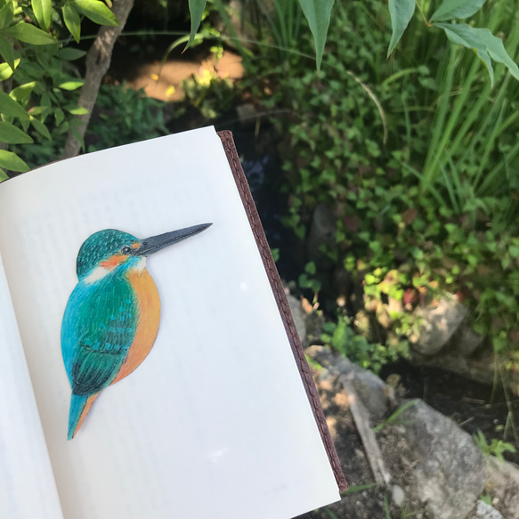 本革 鳥 カワセミ ブックマーク 栞 しおり・ブックマーク KUMAKOUBOU