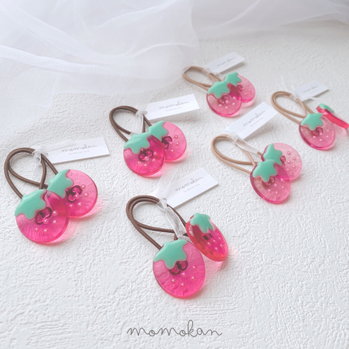 clearいちごヘアゴム【2個セット】⚪︎薄色ぴんく⚪︎ 雑貨・その他