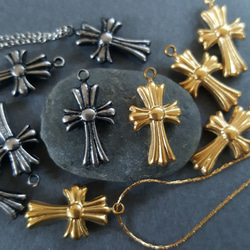 2pcs] オール ステンレス製 ゴシック クロス チャーム 小 サイズ