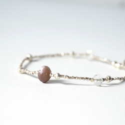 -Brown moonstone mix- silver bracelet 3枚目の画像