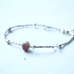 -Brown moonstone mix- silver bracelet 1枚目の画像