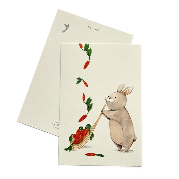 【ウサギは今日も収穫】ポストカード 1枚目の画像