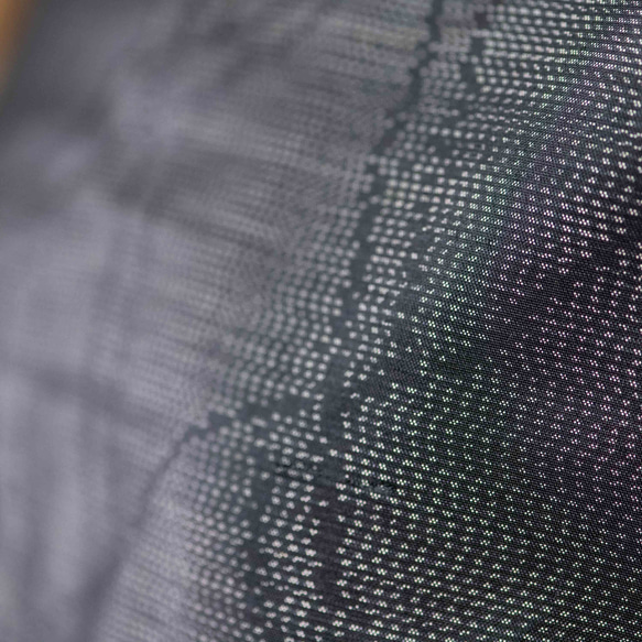 藍大島紬　格子　五分袖　パフスリーブ　チュニック 　着物リメイク　シルク　フリーサイズ 7枚目の画像