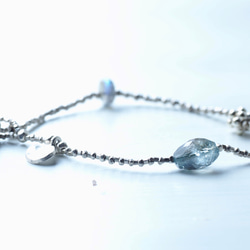 -Moss aquamaline mix- silver bracelet 1枚目の画像