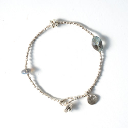 -Moss aquamaline mix- silver bracelet 2枚目の画像