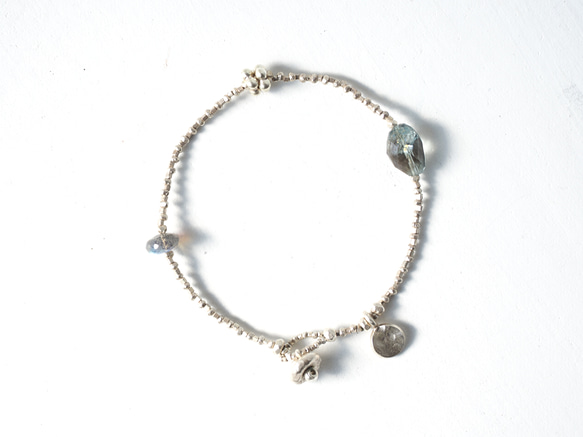 -Moss aquamaline mix- silver bracelet 2枚目の画像