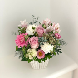 のんのん♡カーネーション♡パステル紫ローズ♡フラワーリース 35cm 華やかな胡蝶蘭とガーベラとカーネションのパステル